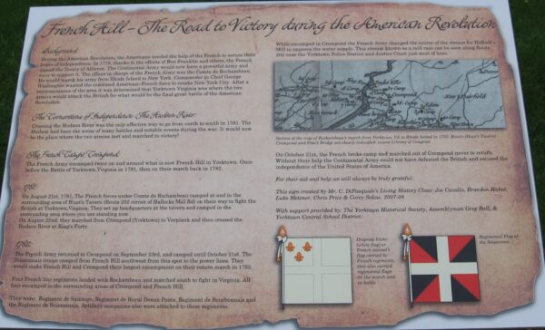 FRENCH HILL-THE ROAD TO VICTORY DURING THE AMERICAN REVOLUTION MEMORIAL PANEL