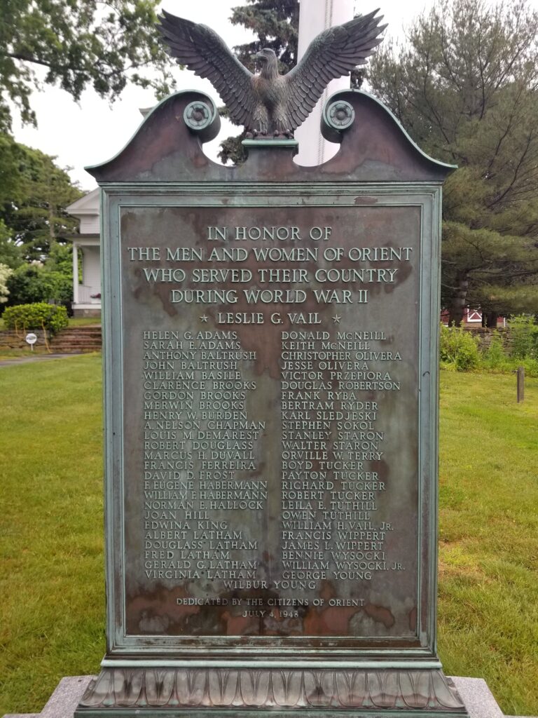 ORIENT WORLD WAR I MEMORIAL PLAQUE