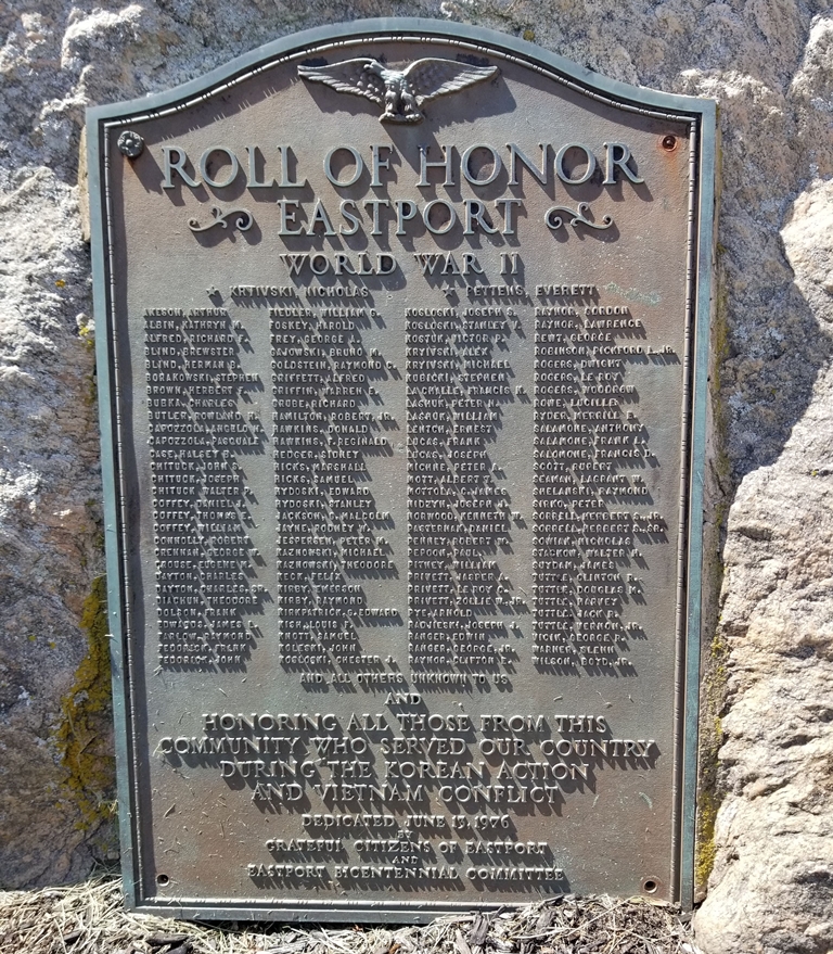 EASTPORT ROLL OF HONOR WORLD WAR II MEMORIAL