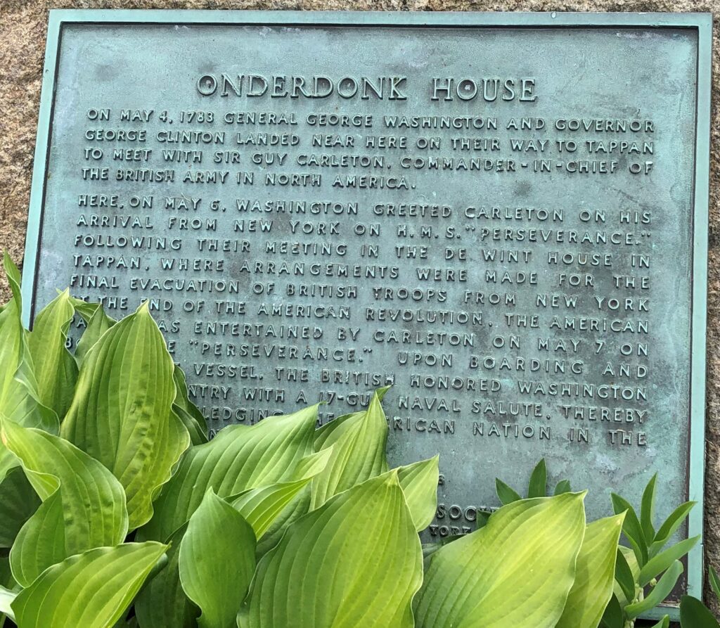 ONDERDONK HOUSE REVOLUTIONARY WAR MEMORIAL PLAQUE