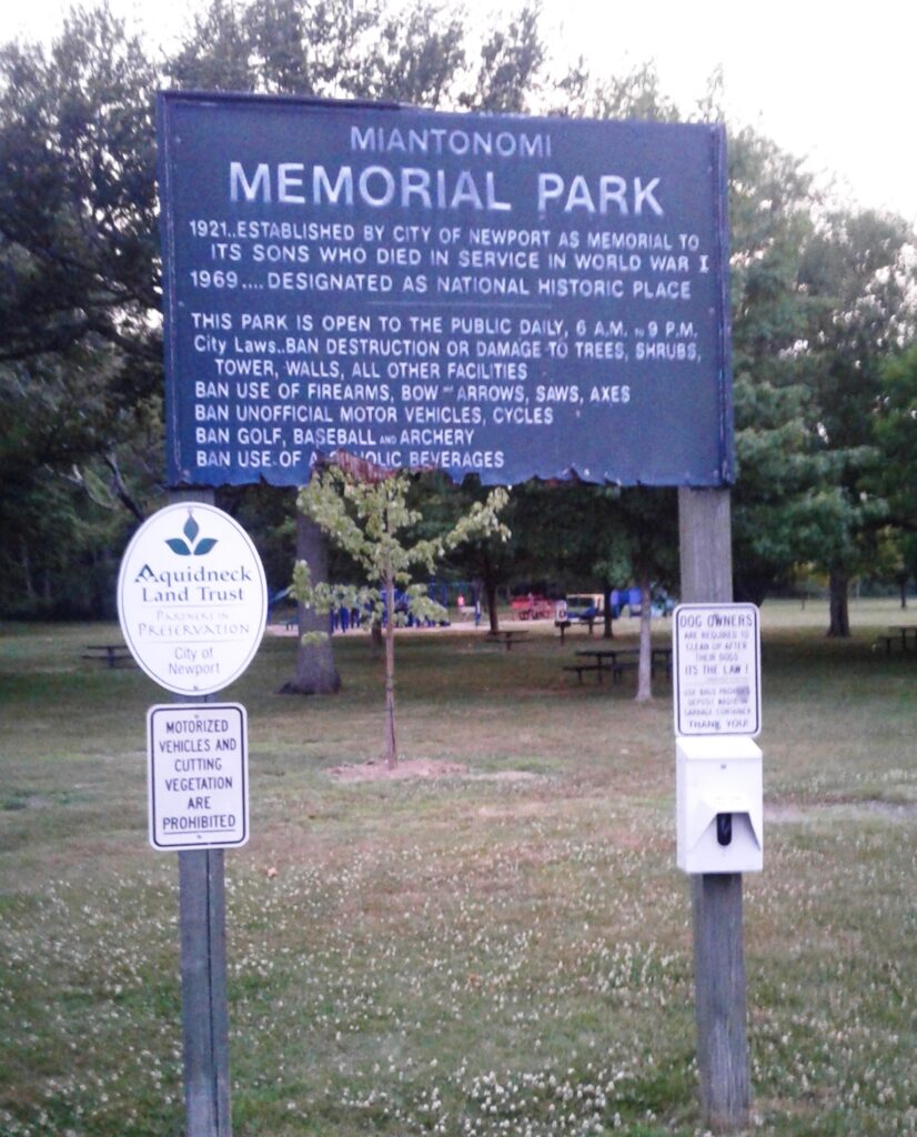 MIANTONOMI MEMORIAL PARK MARKER