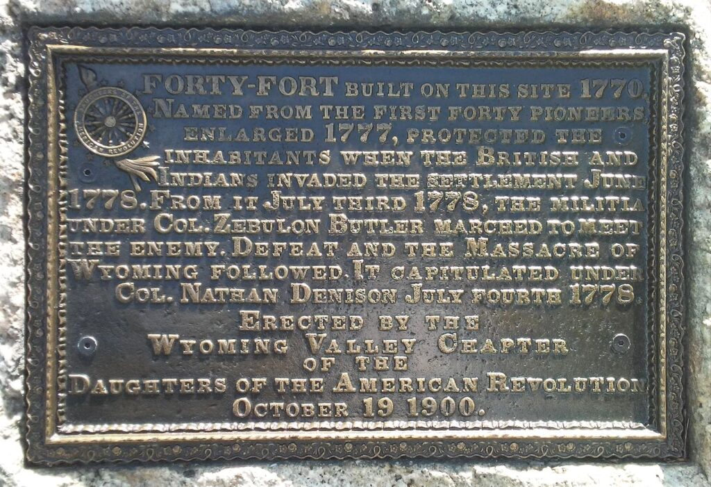 FORTY-FORT REVOLUTIONARY WAR MEMORIAL PLAQUE