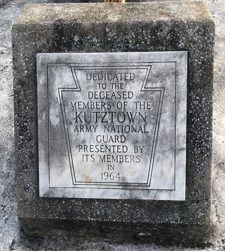 KUTZTOWN ARMY NATIONAL GUARD MEMORIAL PLAQUE
