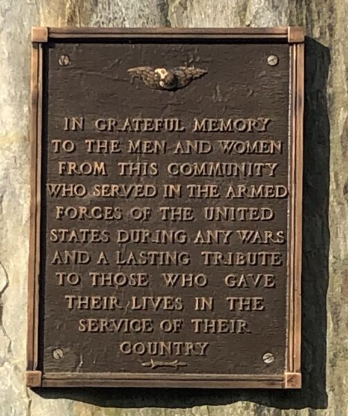 MOHNTON WAR VETERANS MEMORIAL PLAQUE