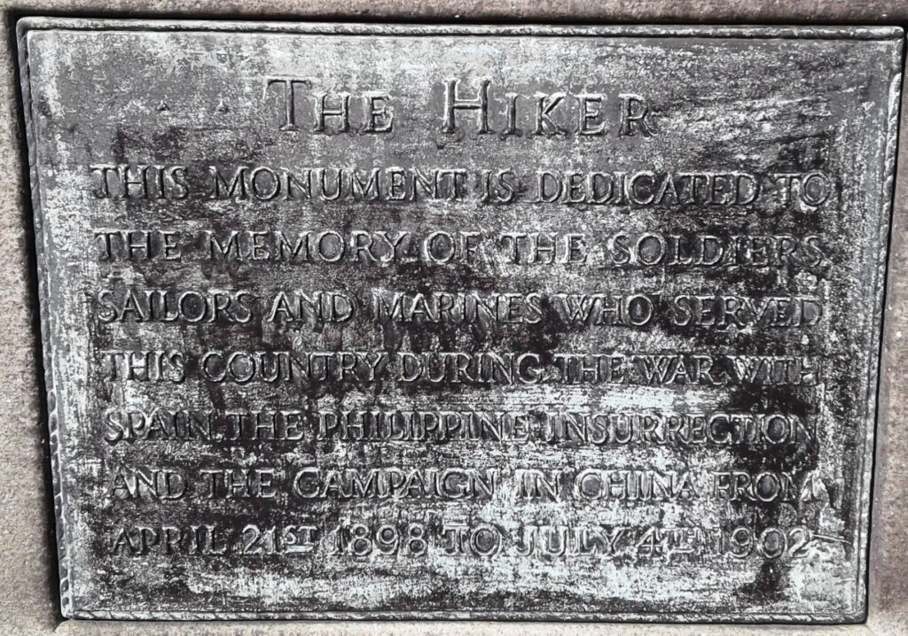 THE HIKER MONONGAHELA PA WAR MEMORIAL PLAQUE A