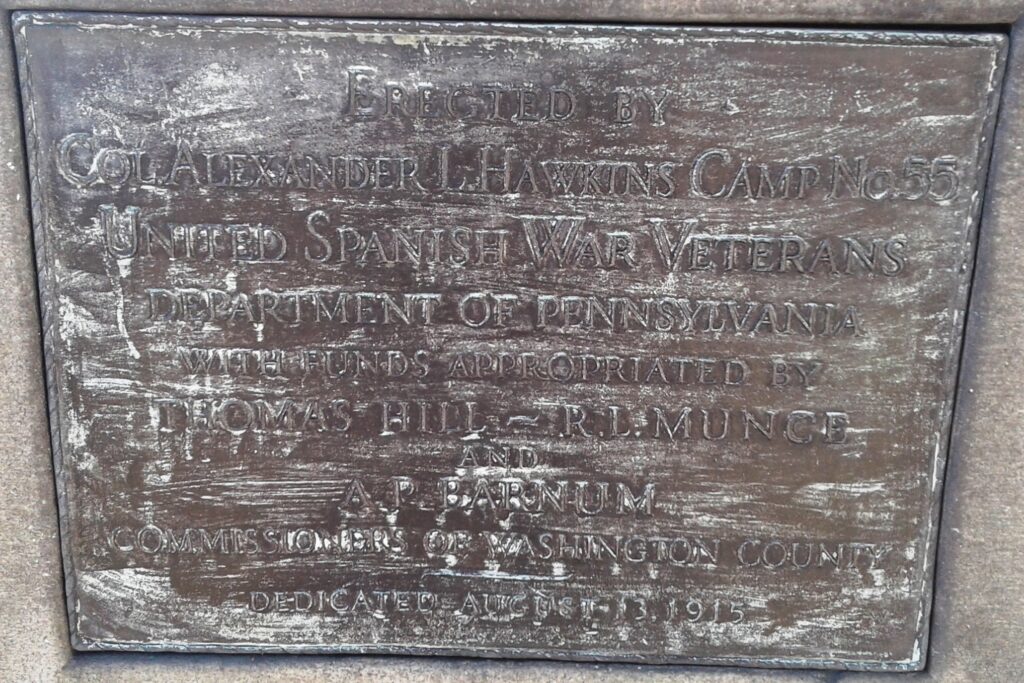 THE HIKER MONONGAHELA PA WAR MEMORIAL PLAQUE B