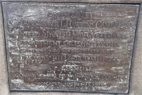 THE HIKER MONONGAHELA PA WAR MEMORIAL PLAQUE B