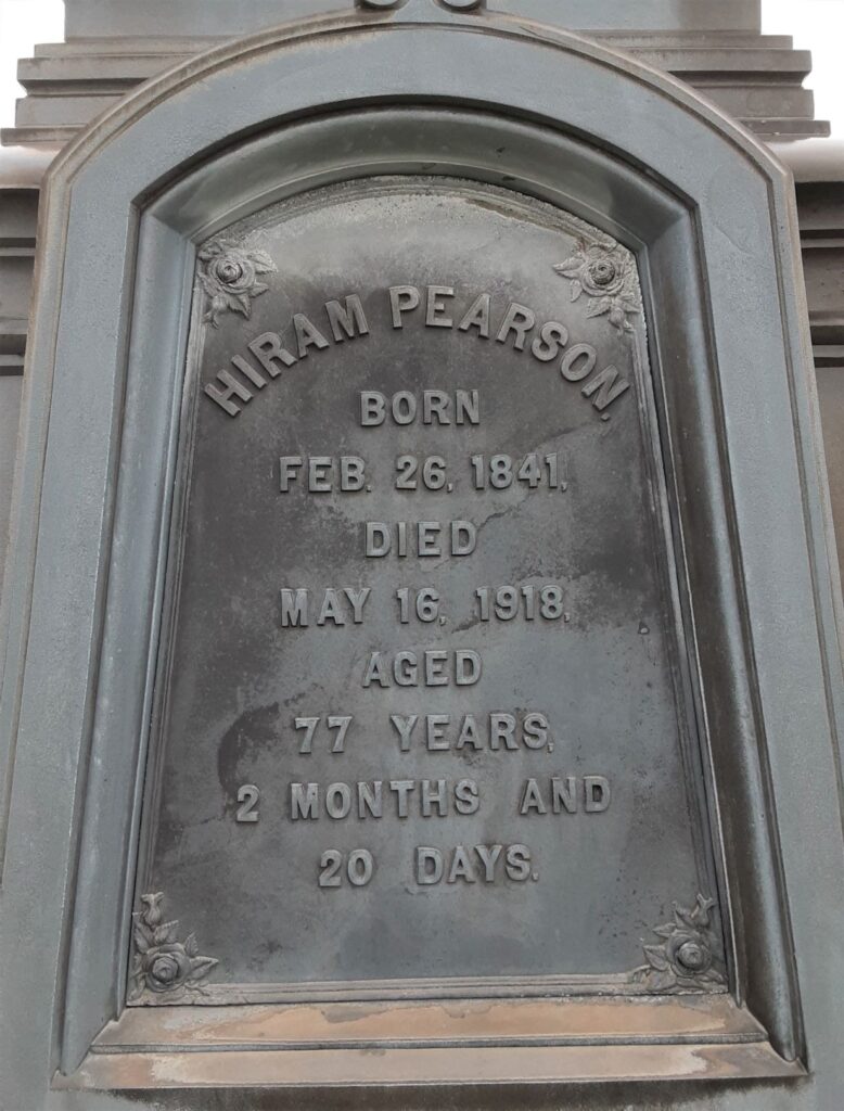 HIRAM PEARSON CIVIL WAR MEMORIAL PLAQUE B