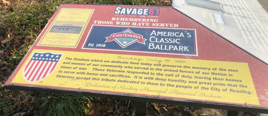 FIRSTENERGY STADIUM  WAR MEMORIAL PLAQUE A