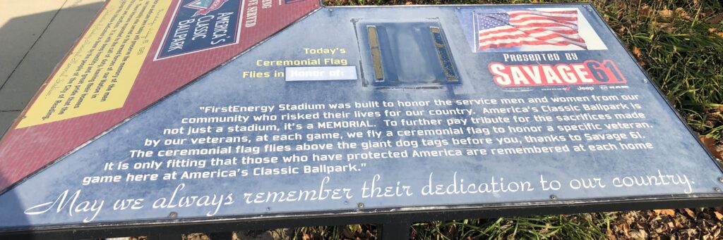 FIRSTENERGY STADIUM  WAR MEMORIAL PLAQUE B