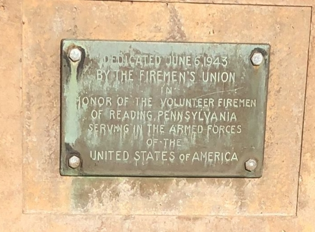 FIREMEN’S UNION WORLD WAR II MEMORIAL FLAGPOLE PLAQUE A