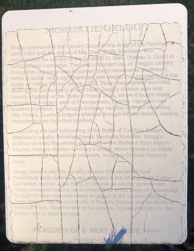 GENERAL DAVID MCMURTIE GREG WAR MEMORIAL PLAQUE 5 OF 6