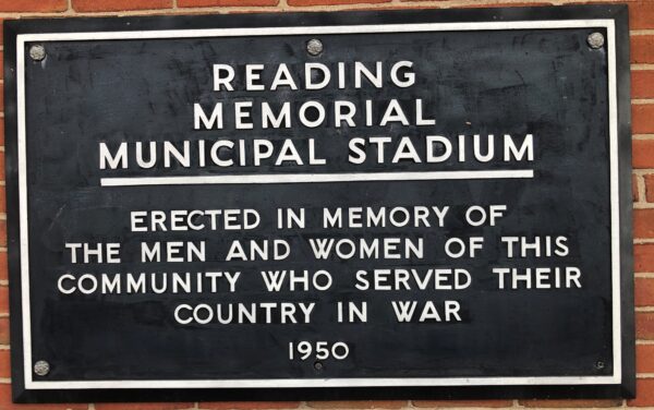READING MEMORIAL MUNICIPAL STADIUM PLAQUE