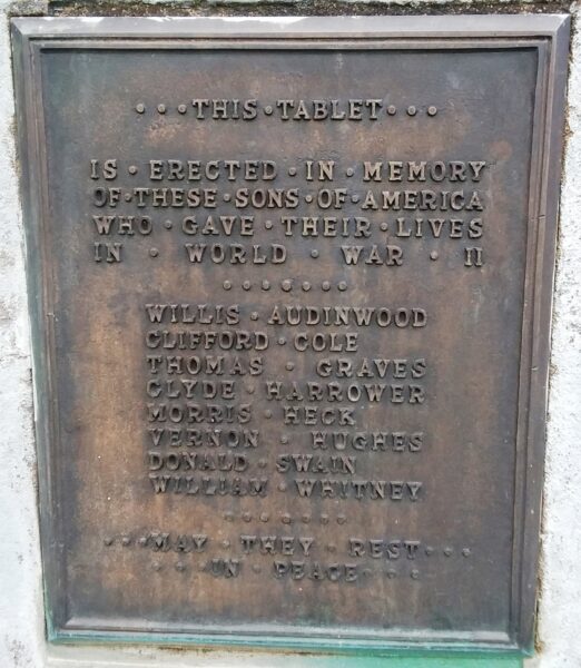 TIOGA WORLD WAR II VETERANS MEMORIAL PLAQUE