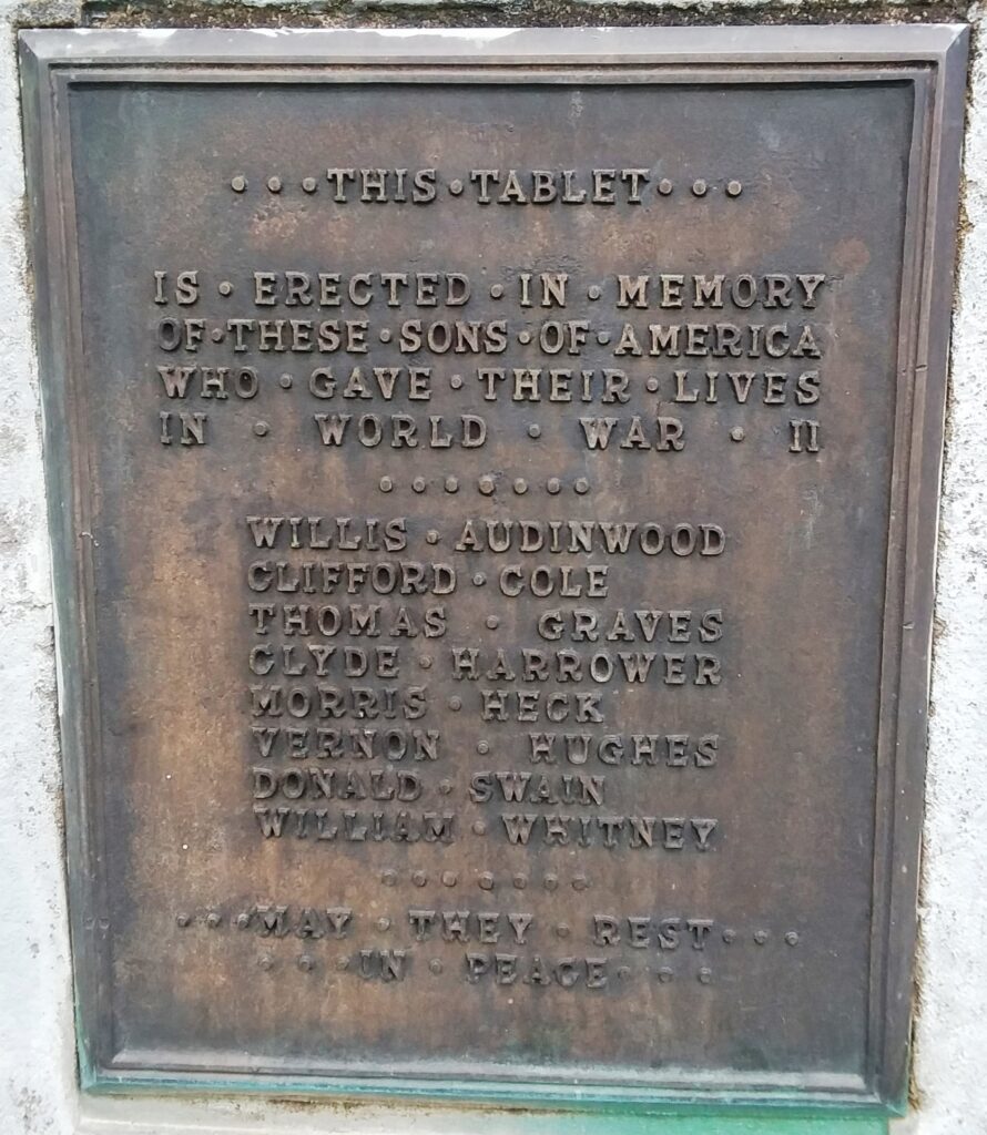 TIOGA WORLD WAR II VETERANS MEMORIAL PLAQUE