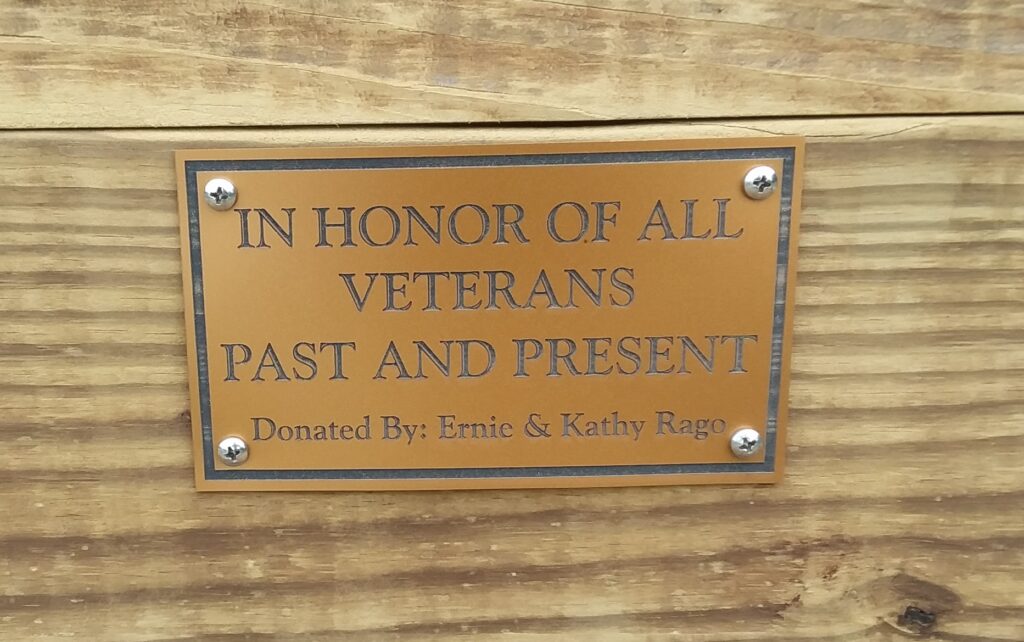 TIOGA ALL VETERANS MEMORIAL BENCH PLAQUE