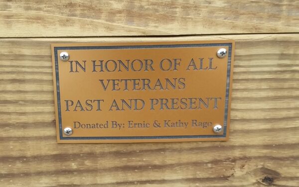 TIOGA ALL VETERANS MEMORIAL BENCH PLAQUE