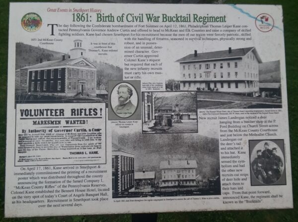1861: BIRTH OF CIVIL WAR BUCKTAIL REGIMENT MEMORIAL PLAQUE