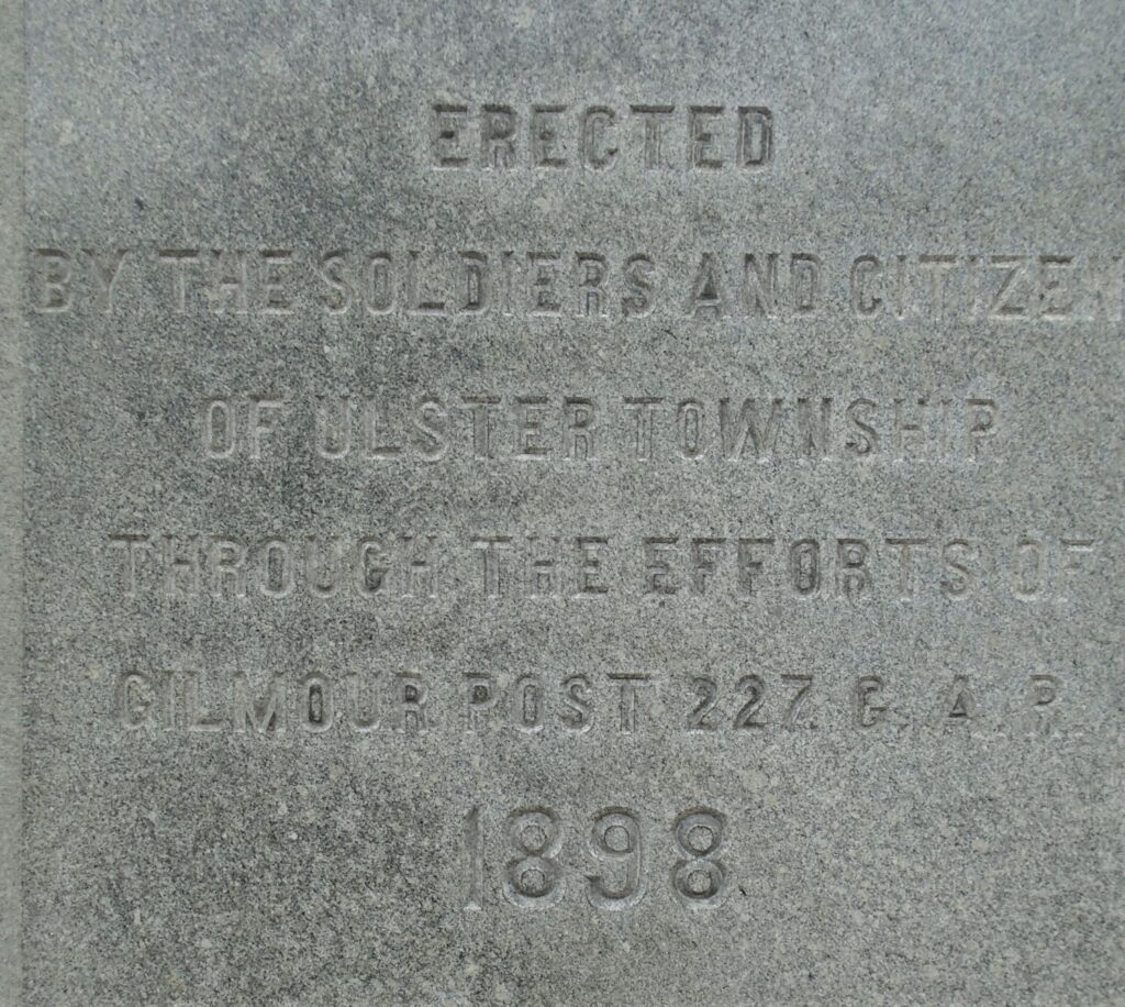 ULSTER CEMETERY CIVIL WAR MEMORIAL STONE B