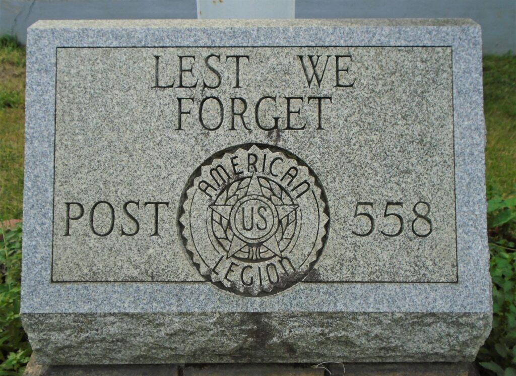 AMERICAN LEGION POST 558 LEST WE FORGET MEMORIAL FLAGPOLE STONE