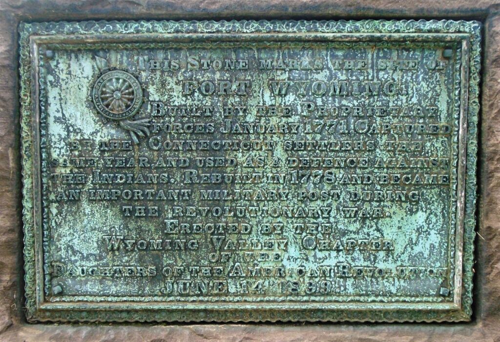 FORT WYOMING REVOLUTIONARY WAR MEMORIAL PLAQUE