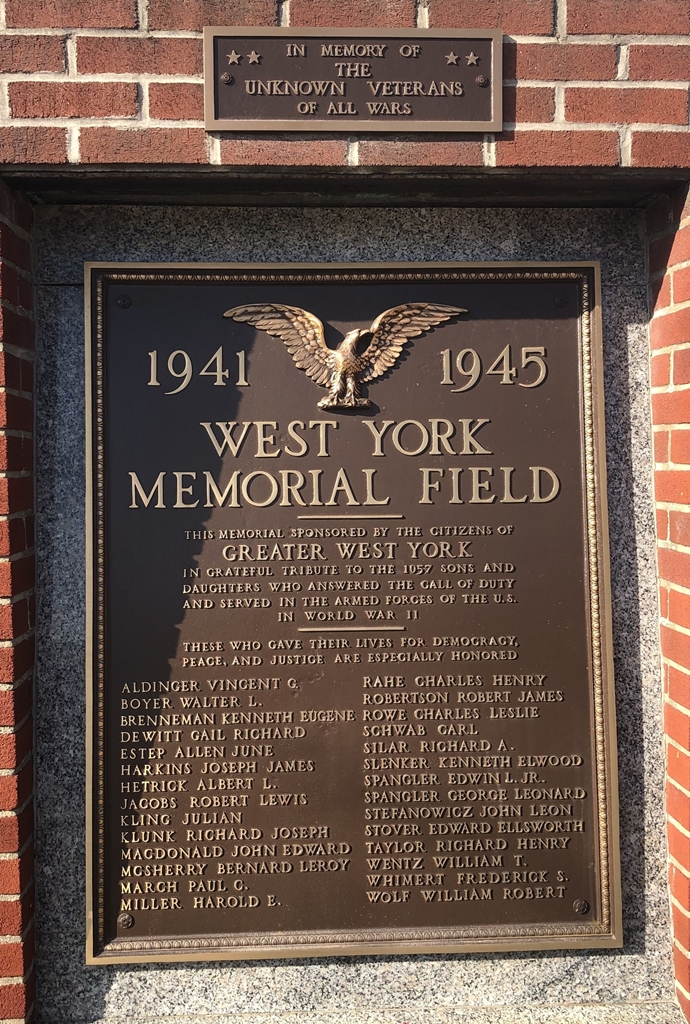 WEST YORK MEMORIAL FIELD PLAQUE