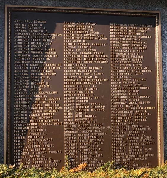 GREATER WEST YORK WORLD WAR II MEMORIAL PLAQUE A