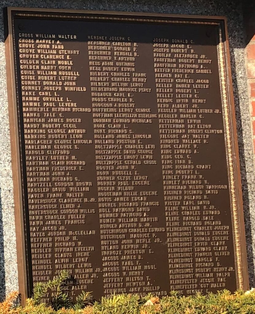 GREATER WEST YORK WORLD WAR II MEMORIAL PLAQUE C