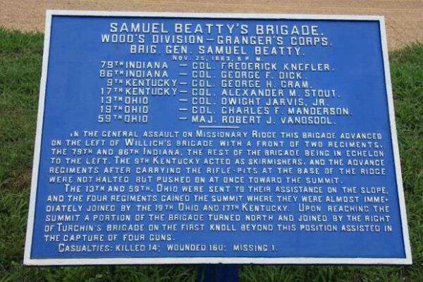 SAMUEL BEATTY’S BRIGADE MEMORIAL PLAQUE