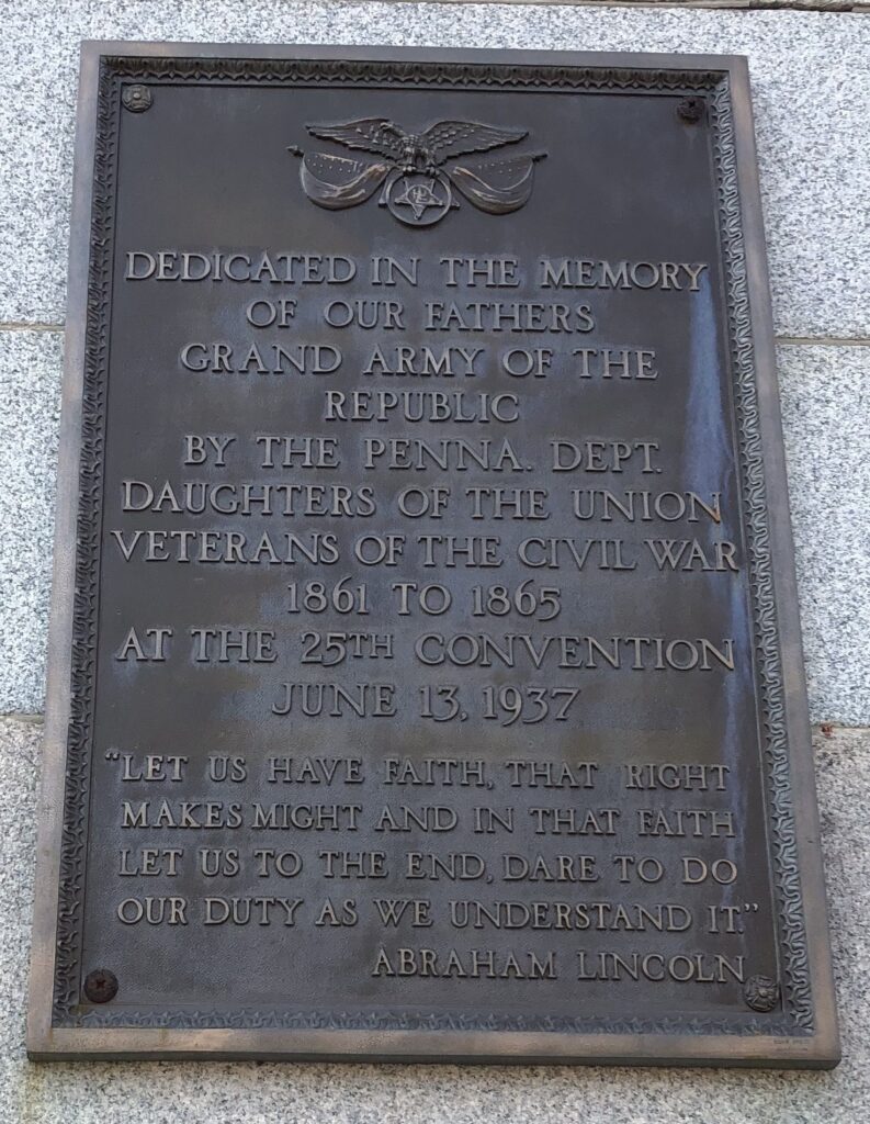 GRAND ARMY OF THE REPUBLIC VETERANS OF THE CIVIL WAR MEMORIAL PLAQUE