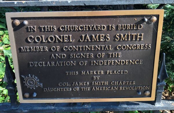 COLONEL JAMES SMITH REVOLUTIONARY WAR MEMORIAL PLAQUE