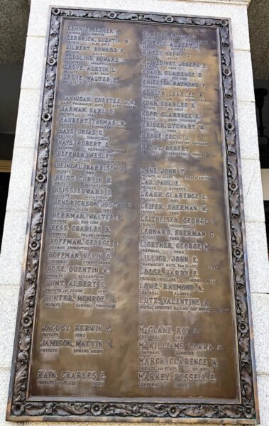 YORK COUNTY WAR FOR WORLD PEACE MEMORIAL PLAQUE B