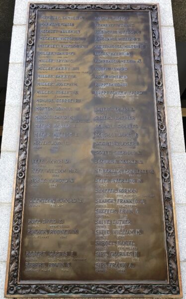 YORK COUNTY WAR FOR WORLD PEACE MEMORIAL PLAQUE C