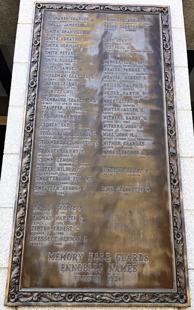 YORK COUNTY WAR FOR WORLD PEACE MEMORIAL PLAQUE D