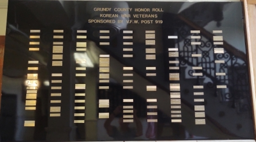 GRUNDY COUNTY KOREAN WAR HONOR ROLL MEMORIAL PLAQUE