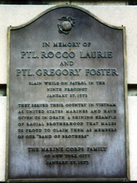 IN MEMORY PTL. ROCCO LAURIE AND PTL. GREGORY FOSTER MEMORIAL PLAQUE OUTDOOR