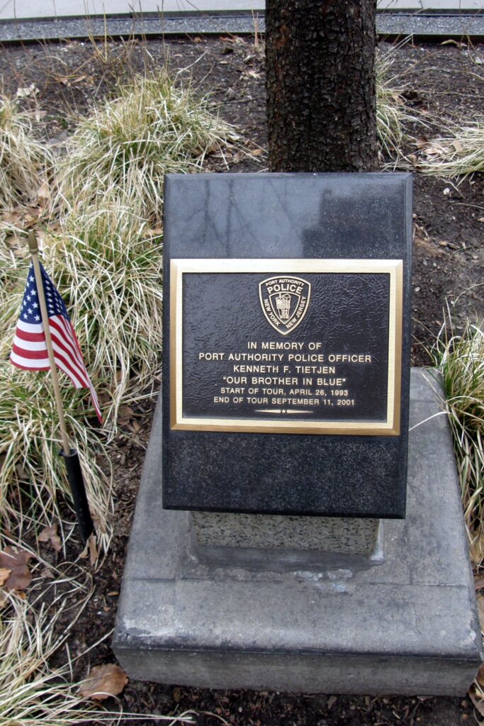 PORT AUTHORITY POLICE OFFICER KENNETH F. TIETJEN MEMORIAL TREE PLAQUE