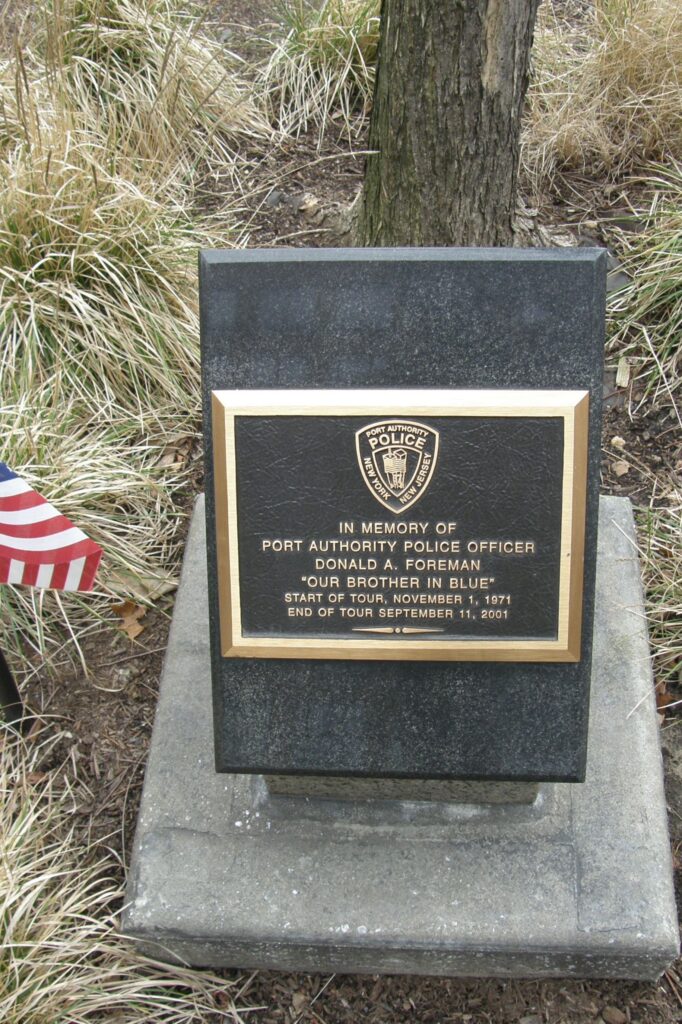 PORT AUTHORITY POLICE OFFICER DONALD A. FOREMAN MEMORIAL TREE PLAQUE