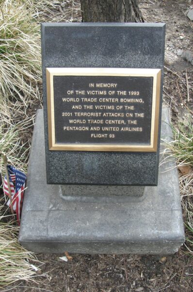 IN MEMORY OF TERRORIST ATTACKS OF 1993 AND 2001 MEMORIAL TREE PLAQUE