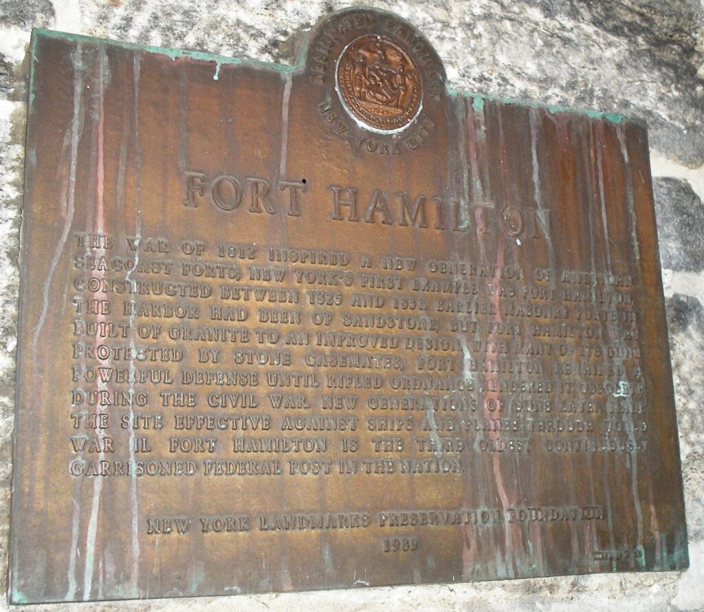 FORT HAMILTON MEMORIAL PLAQUE