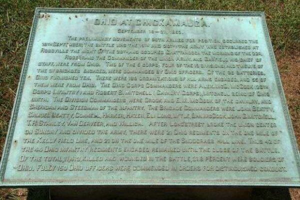 OHIO AT CHICKAMAUGA MEMORIAL PLAQUE