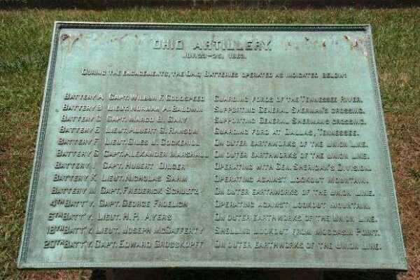 OHIO ARTILLERY MEMORIAL PLAQUE
