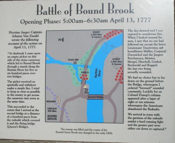 BATTLE OF BOUND BROOK REVOLUTIONARY WAR MEMORIAL PANEL