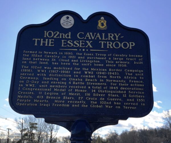 102ND CAVALRY THE ESSEX TROOP WAR MEMORIAL MARKER