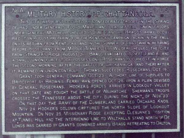 MILITARY HISTORY OF CHATTANOOGA MEMORIAL PLAQUE