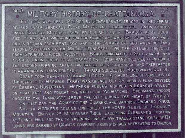 MILITARY HISTORY OF CHATTANOOGA MEMORIAL PLAQUE