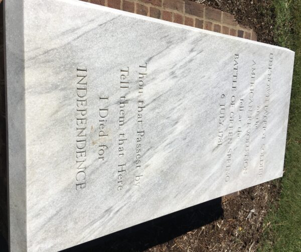 TOMB OF THE UNKNOWN PATRIOT SOLDIER OF THE AMERICAN REVOLUTION