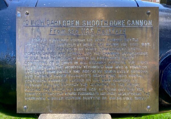 10 INCH DAHLGREN CANNON USS HARTFORD MEMORIAL PLAQUE A
