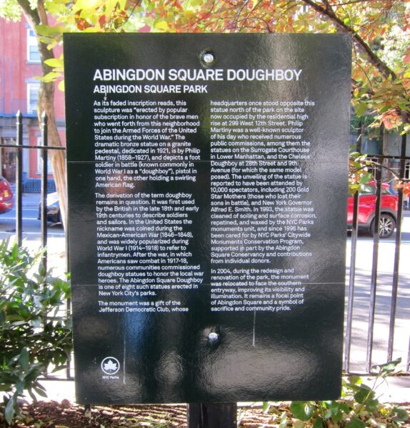 ABINGDON SQUARE DOUGHBOY MEMORIAL PLAQUE
