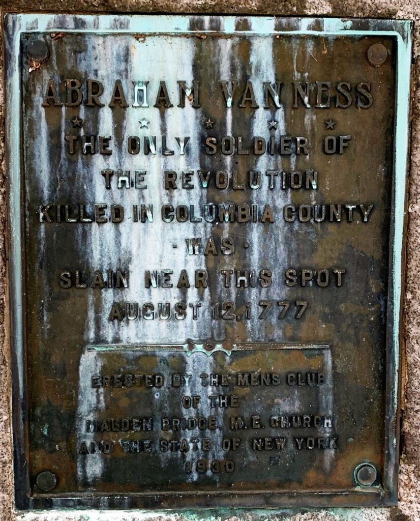 ABRAHAM VAN NESS REVOLUTIONARY WAR SOLDIER MEMORIAL PLAQUE